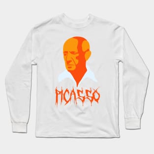 Cool Artist Portrait In Orange Long Sleeve T-Shirt